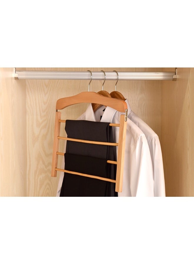 هابي هوم علاقة بنطلونات خشبية متعددة الطبقات لتوفير المساحة – منظم خزانة 4 طبقات للبناطيل، الجينز، الأوشحة، الأحزمة والملابس الأخرى، تصميم أنيق ومتين يحافظ على الملابس بدون تجاعيد، يوفر ترتيبًا عمليًا ومرتبًا لكل خزانة، مثالي للمساحات الصغيرة وللحفاظ على الملابس منظمة وسهلة الوصول، إضافة رائعة لأي غرفة نوم أو خزانة 25*38 سم - Image 3